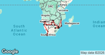 36 Day Cape Town to Victoria Falls and Mozambique Overland Map Image