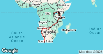 57 Day Cape Town to Kenya Tour (Most Popular) Map Image