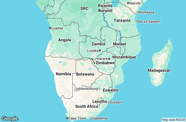 6 Day Victoria Falls & Hwange: Explore the Best of Zimbabwe Map