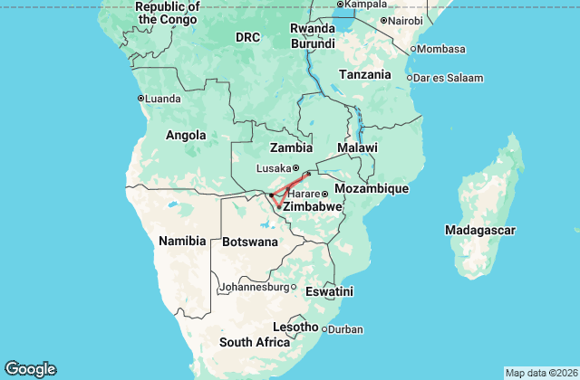 9 Day Safari Adventure: Zimbabwe Gems Map
