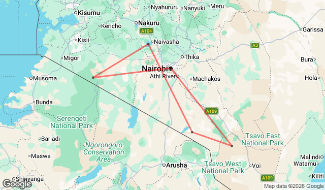 7 Day Classic Kenya Private Safari Map