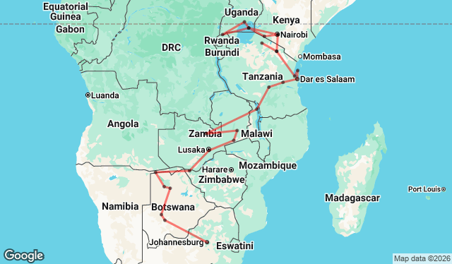 45 Day Nairobi to Johannesburg and Gorillas Tour