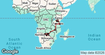 35 Day Grand African Expedition: Victoria Falls to Nairobi Adventure Map Image