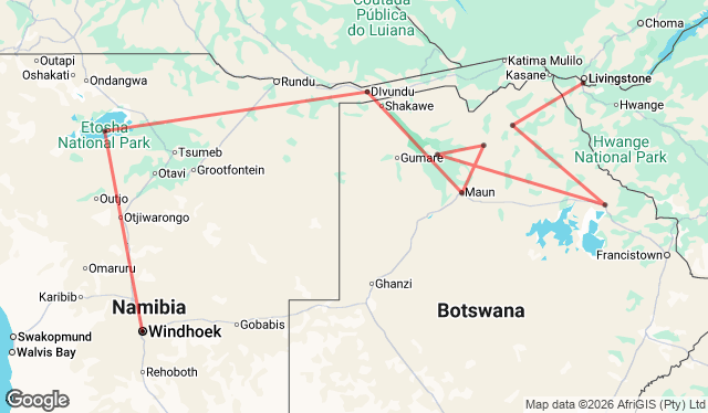 12 Day Etosha, Delta And Chobe Adventure