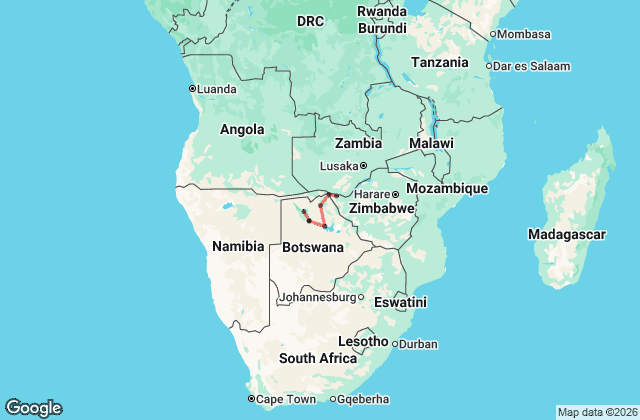 8 Day Botswana Family Adventure Map