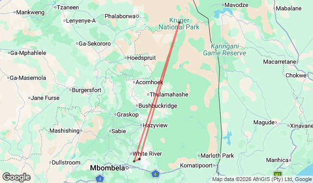 4 day Kruger Adventure Safari Map Image