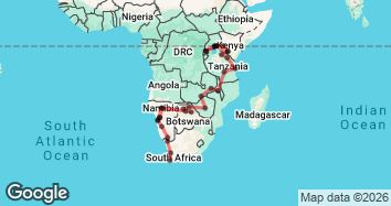 55 Day Cape Town to Nairobi and Gorillas Overland Adventure Map Image
